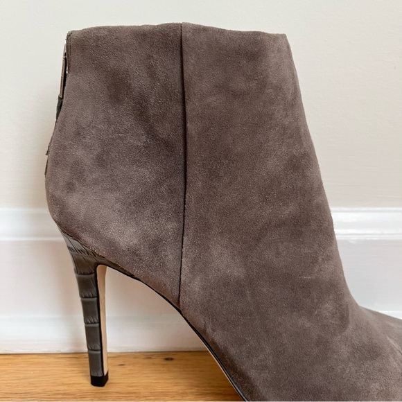 Sam Edelman Kourtney Gray Leather Suede Crocodile Heel Ankle Boots Size 8M - Picture 3 of 15